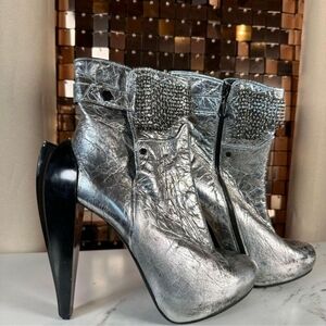 Women's Silver and Black Boots